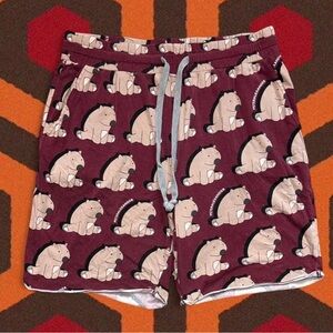 Peter Alexander Maroon Wombat Patterned Pyjama Pajama Sleep Shorts — LARGE